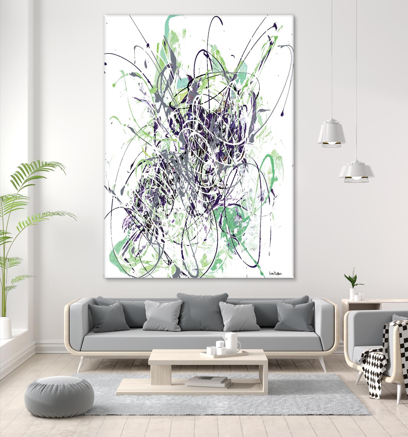 Jubilee - Light Teal - 2 by Lori Dubois on GIANT ART - green linear explosion