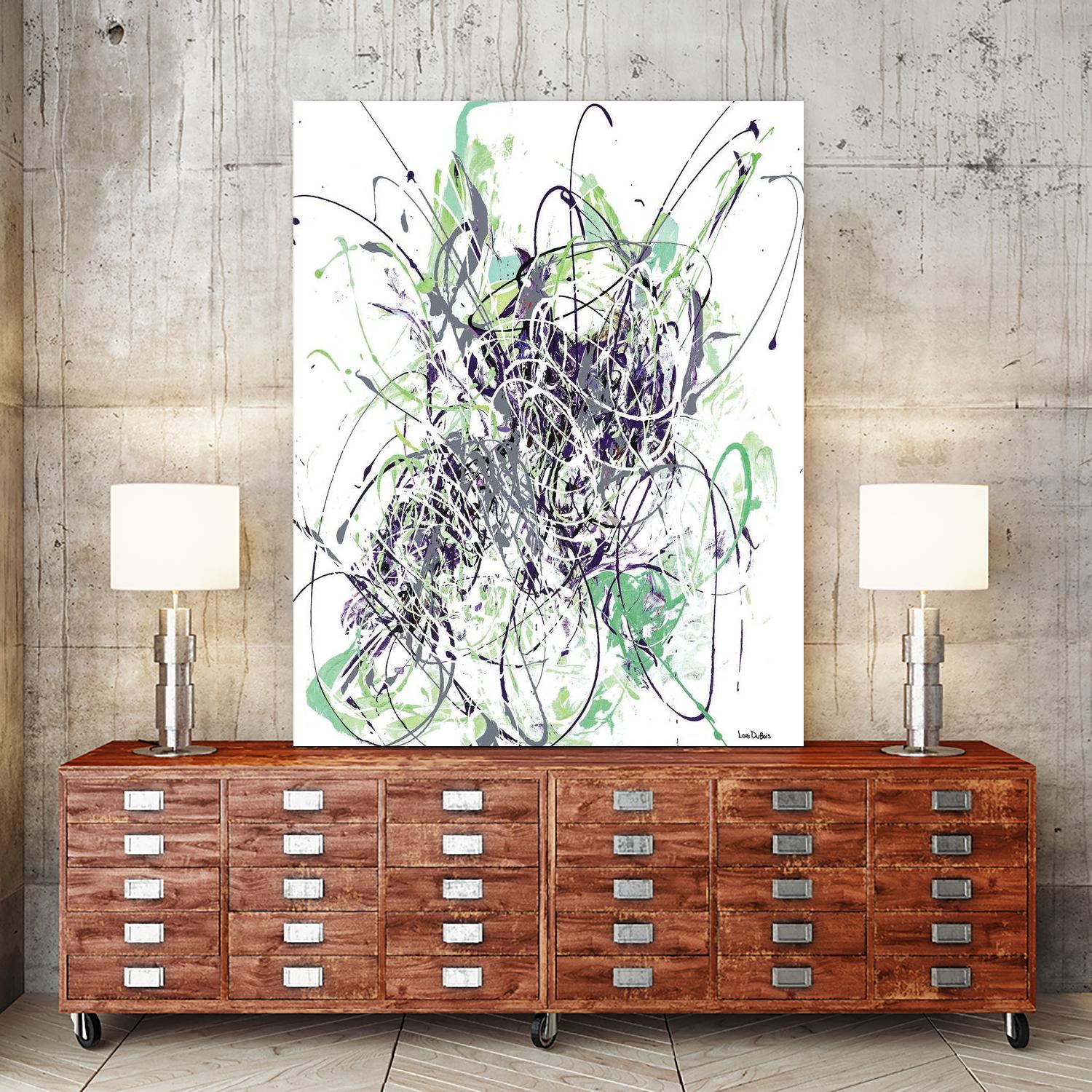 Jubilee - Light Teal - 2 by Lori Dubois on GIANT ART - green linear explosion