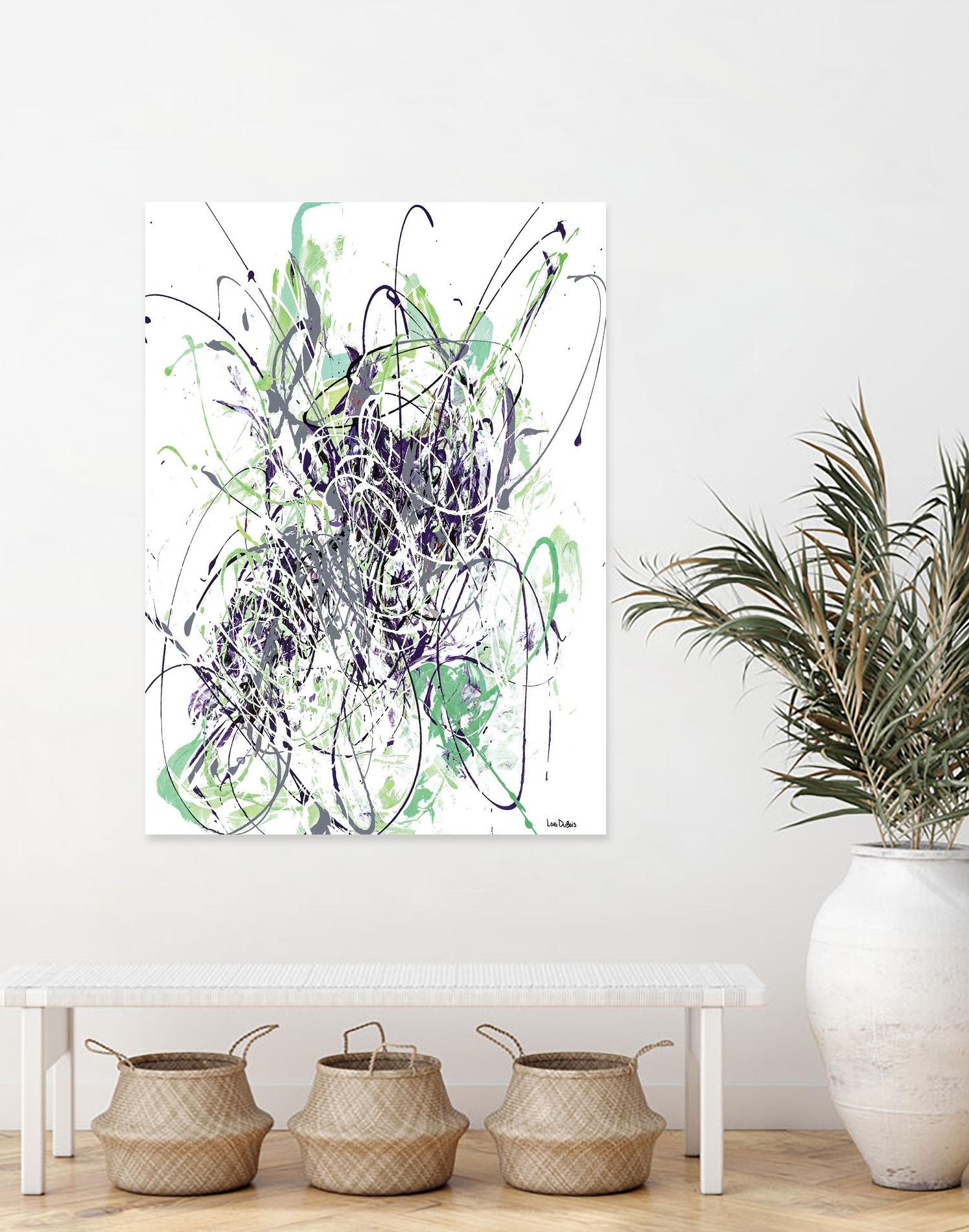 Jubilee - Light Teal - 2 by Lori Dubois on GIANT ART - green linear explosion