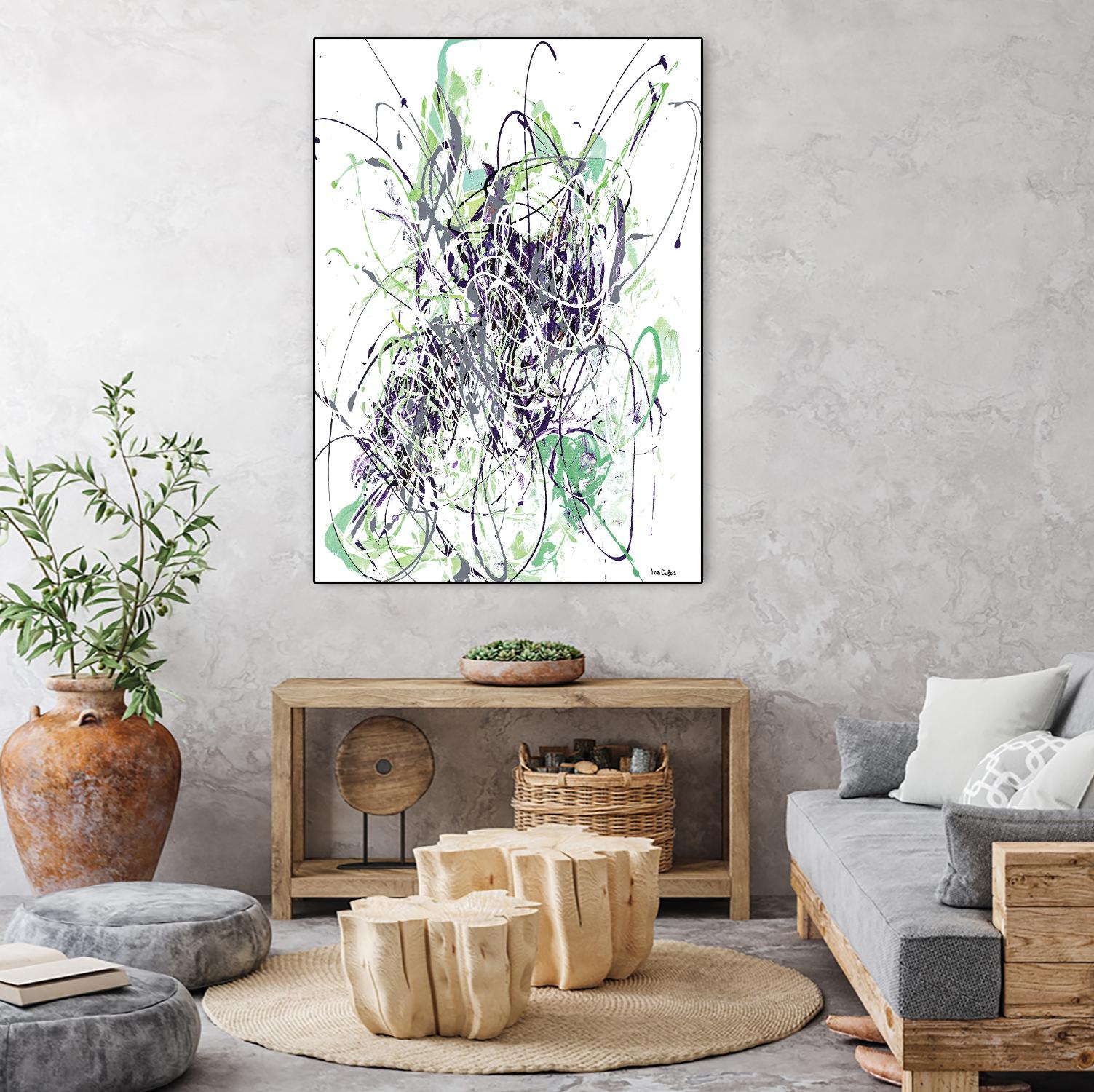 Jubilee - Light Teal - 2 by Lori Dubois on GIANT ART - green linear explosion