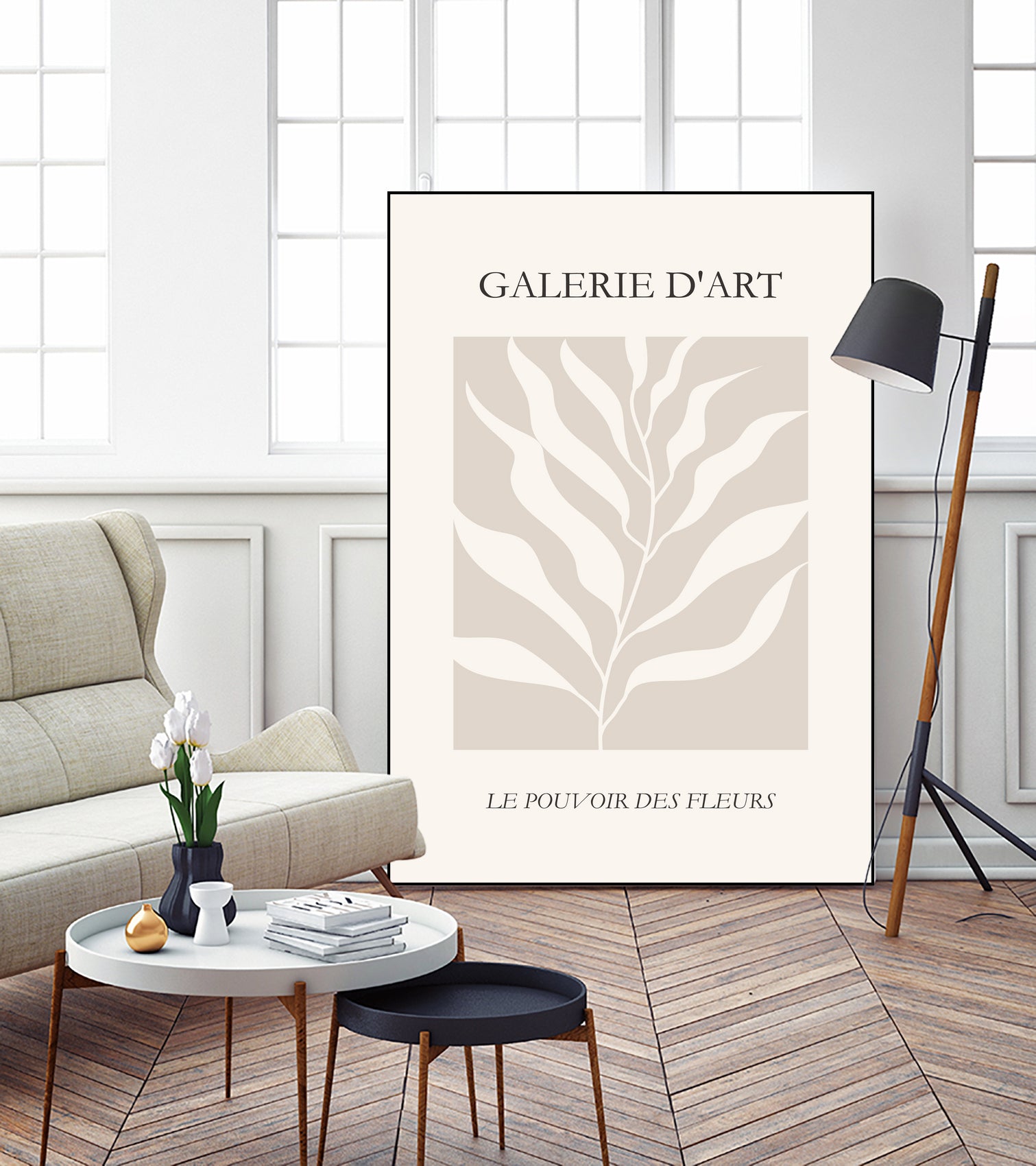 Le pouvoir des fleurs III by M Studio on GIANT ART - beige