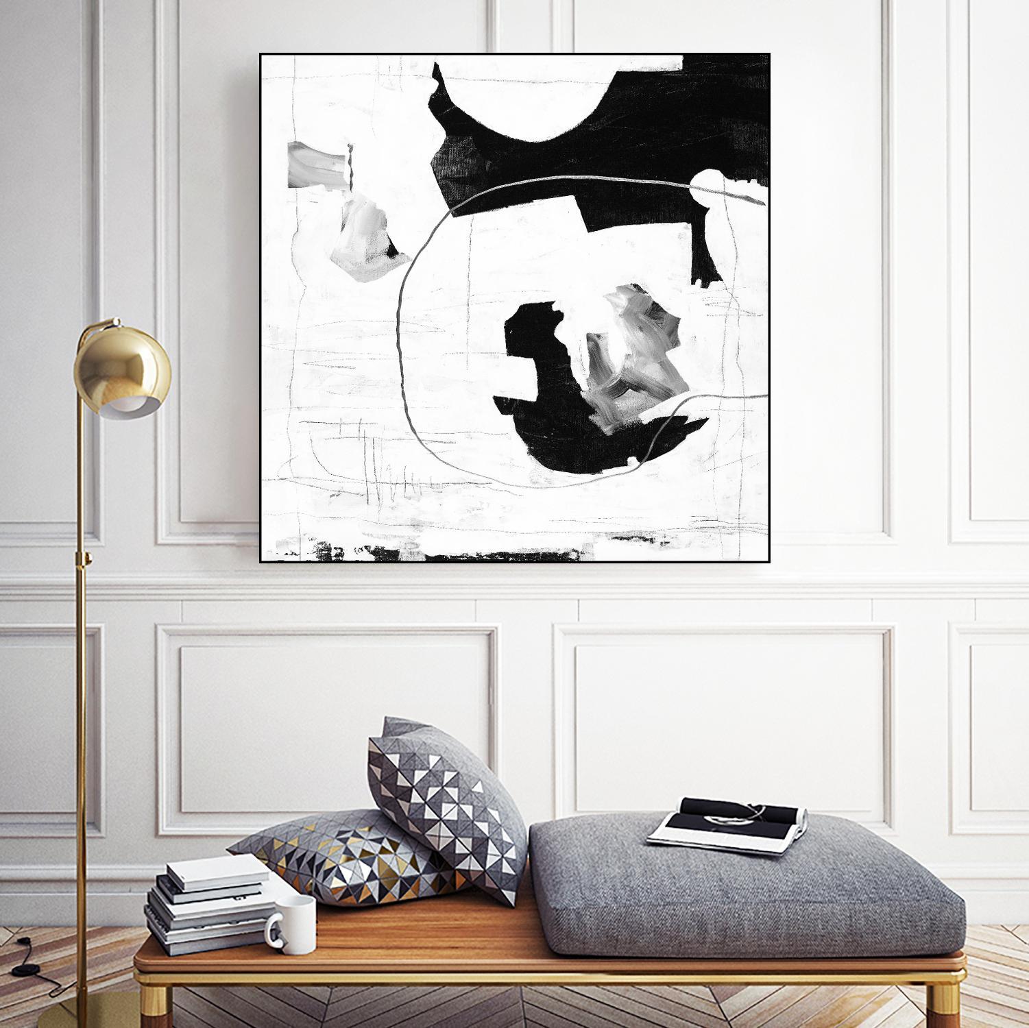 Traces of Silver III by Daleno Art on GIANT ART - black  black&white abstrait