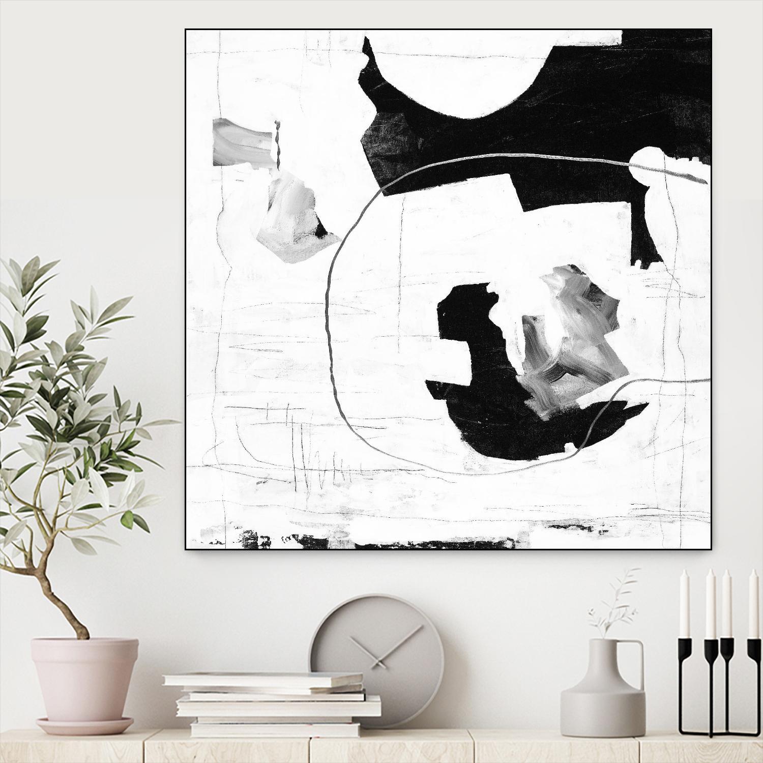 Traces of Silver III by Daleno Art on GIANT ART - black  black&white abstrait