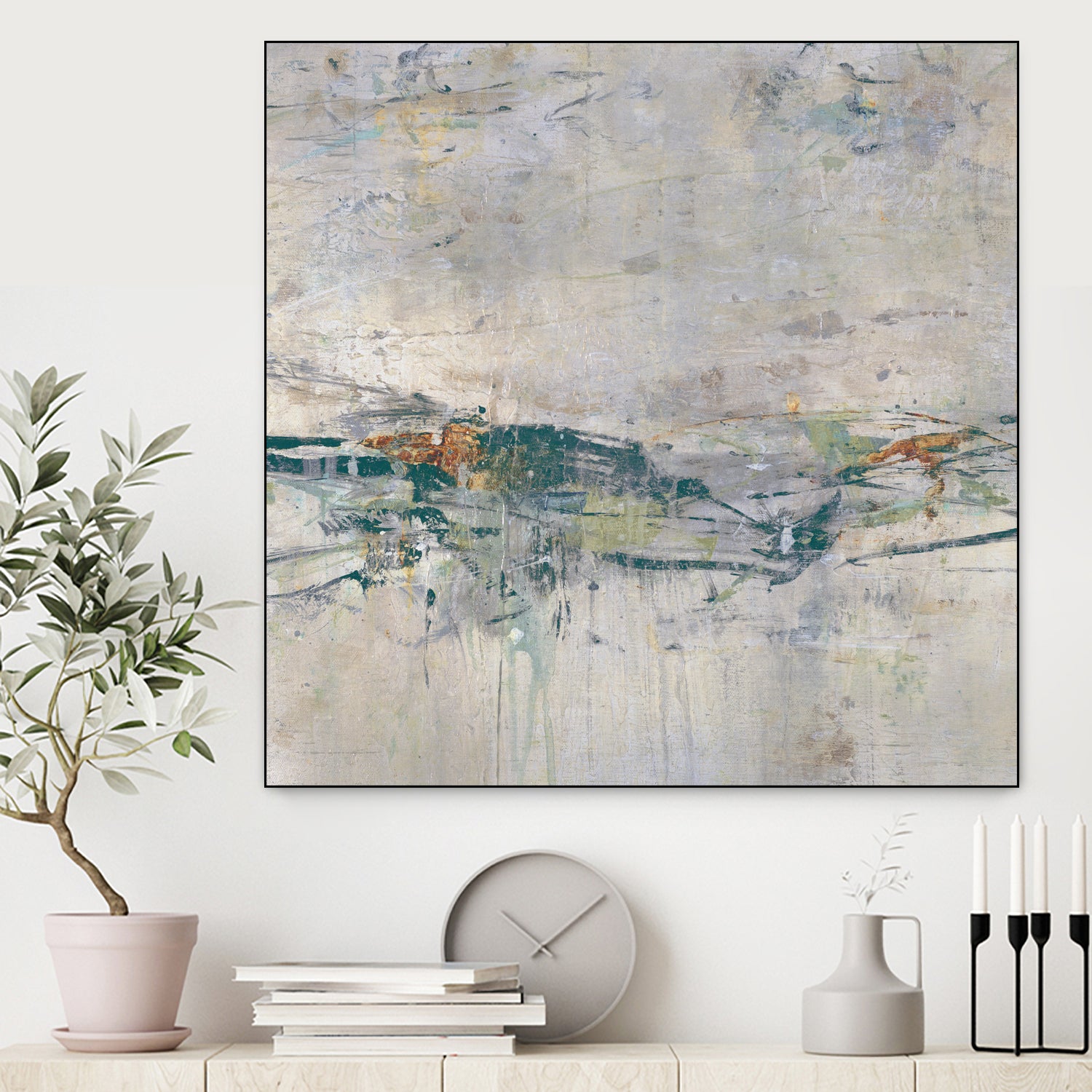 Broken Road III by Daleno Art on GIANT ART - green abstract