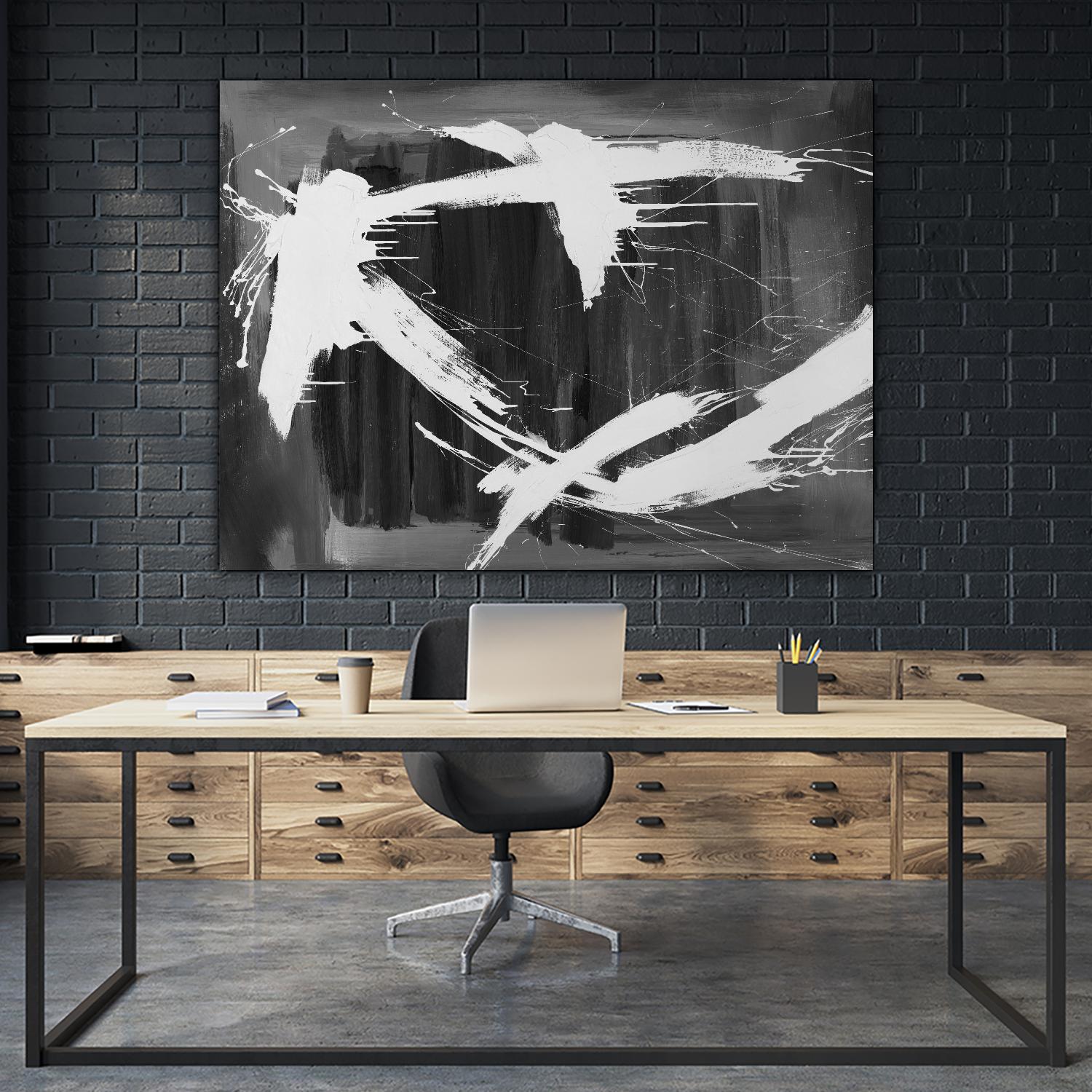 Stun Gun by Daleno Art on GIANT ART - grey  black & white abstract