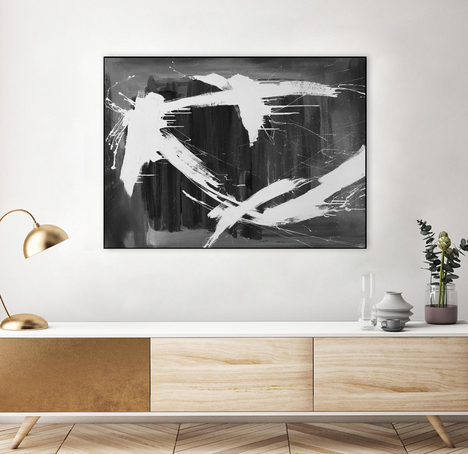 Stun Gun by Daleno Art on GIANT ART - grey  black & white abstract