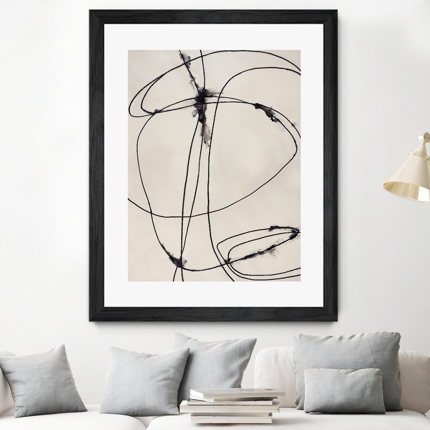 Tangled Ties by Daleno Art on GIANT ART - beige black & white abstrait
