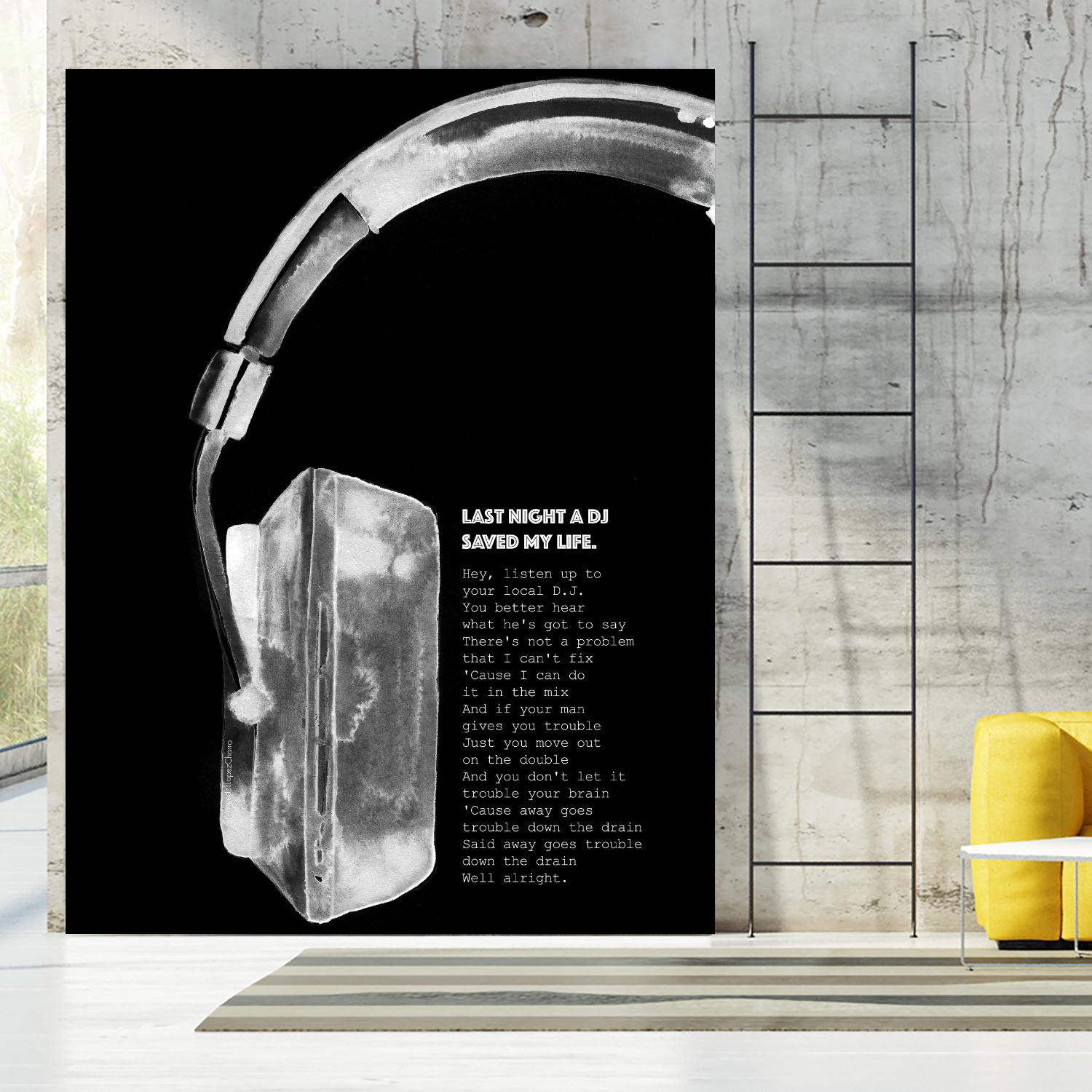 Last Night a DJ (Black) by Mercedes Lopez Charro on GIANT ART