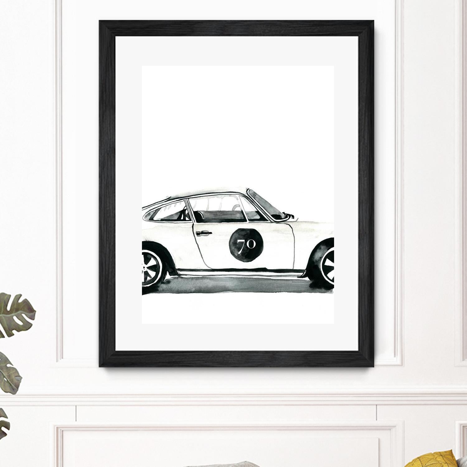 Porsche by Mercedes Lopez Charro on GIANT ART - white watercolor automobile