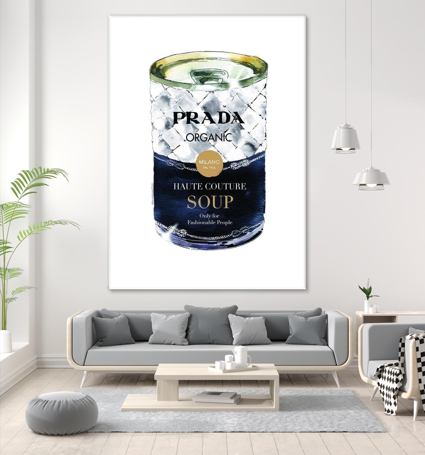 Prada Soup by Mercedes Lopez Charro on GIANT ART - gold watercolor warhol