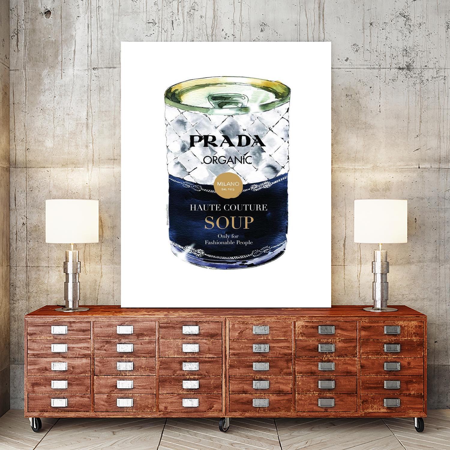 Prada Soup by Mercedes Lopez Charro on GIANT ART - gold watercolor warhol