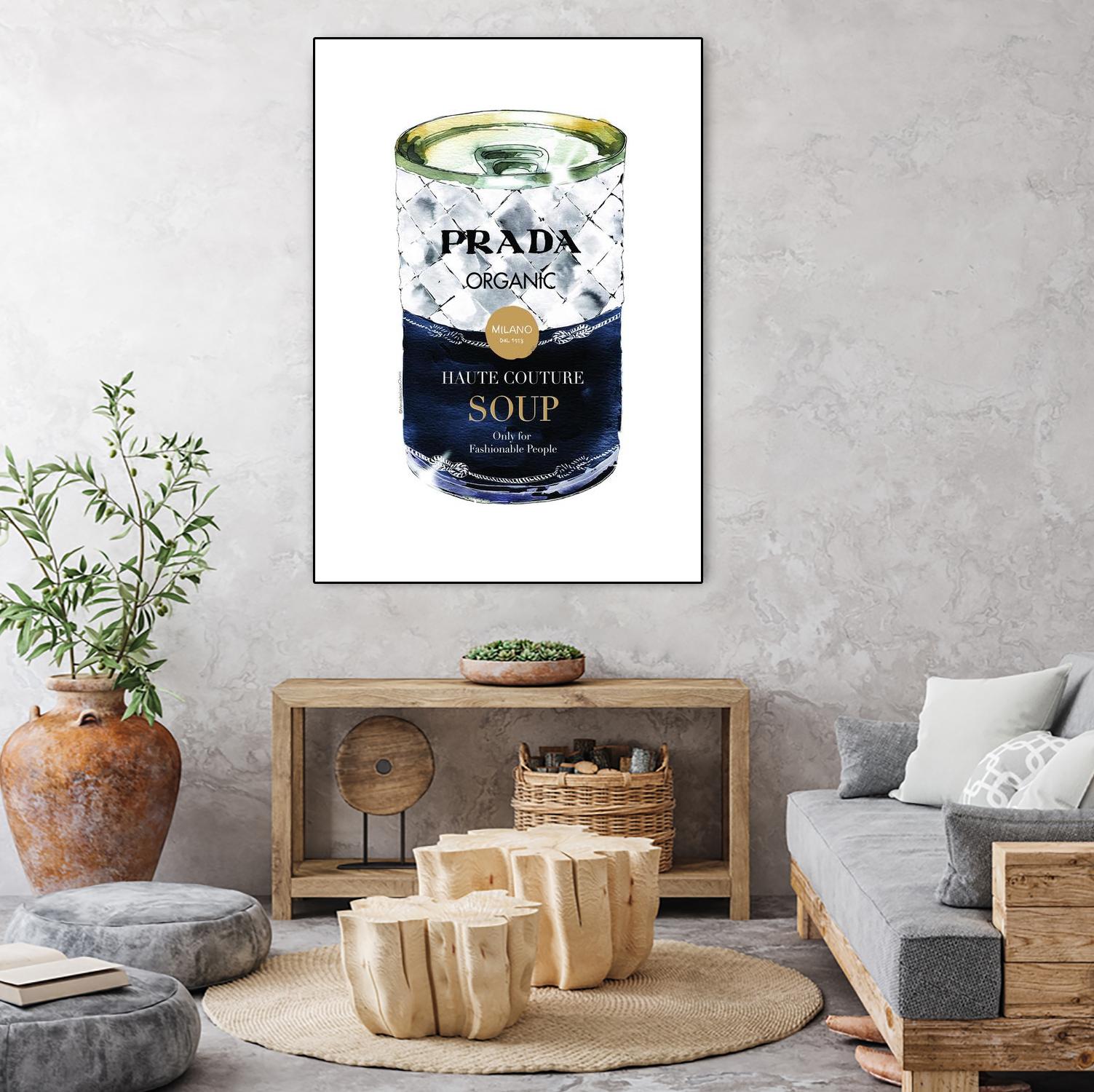 Prada Soup by Mercedes Lopez Charro on GIANT ART - gold watercolor warhol