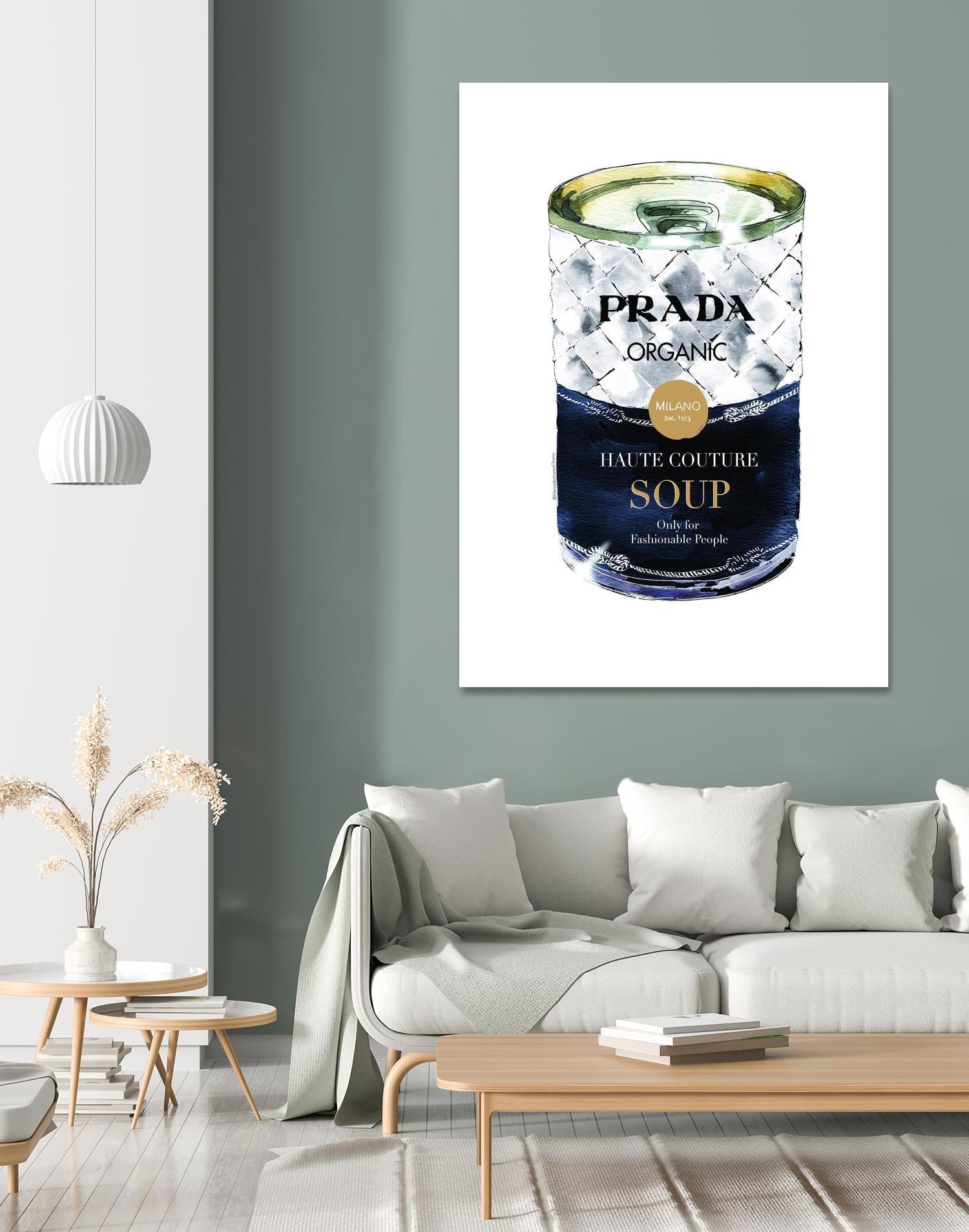 Prada Soup by Mercedes Lopez Charro on GIANT ART - gold watercolor warhol
