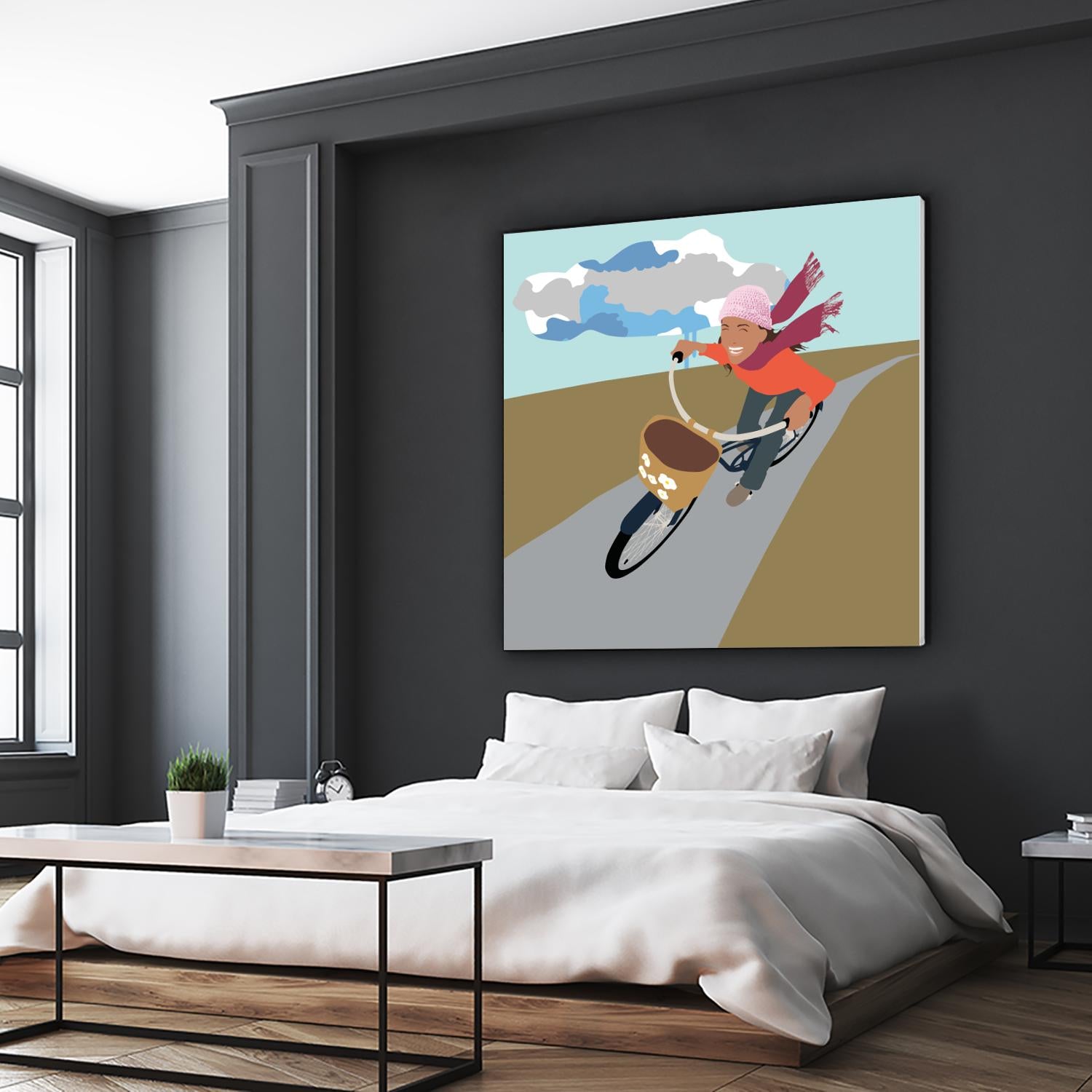 Cloud Girl on Bike by Eric Scheib on GIANT ART - grey contemporary