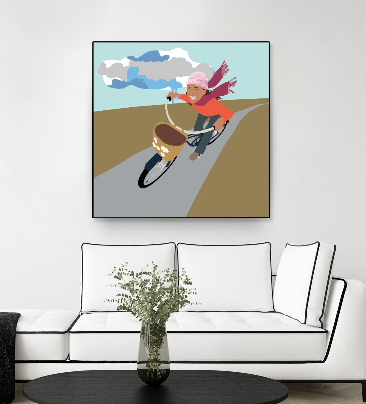 Cloud Girl on Bike by Eric Scheib on GIANT ART - grey contemporary
