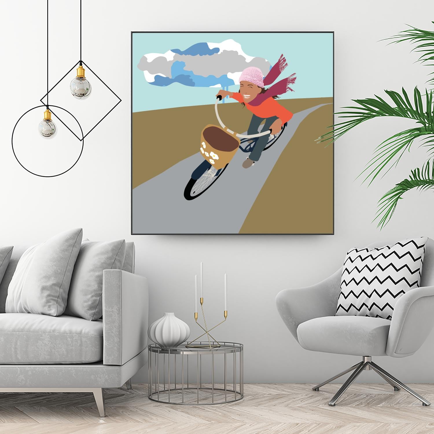 Cloud Girl on Bike by Eric Scheib on GIANT ART - grey contemporary