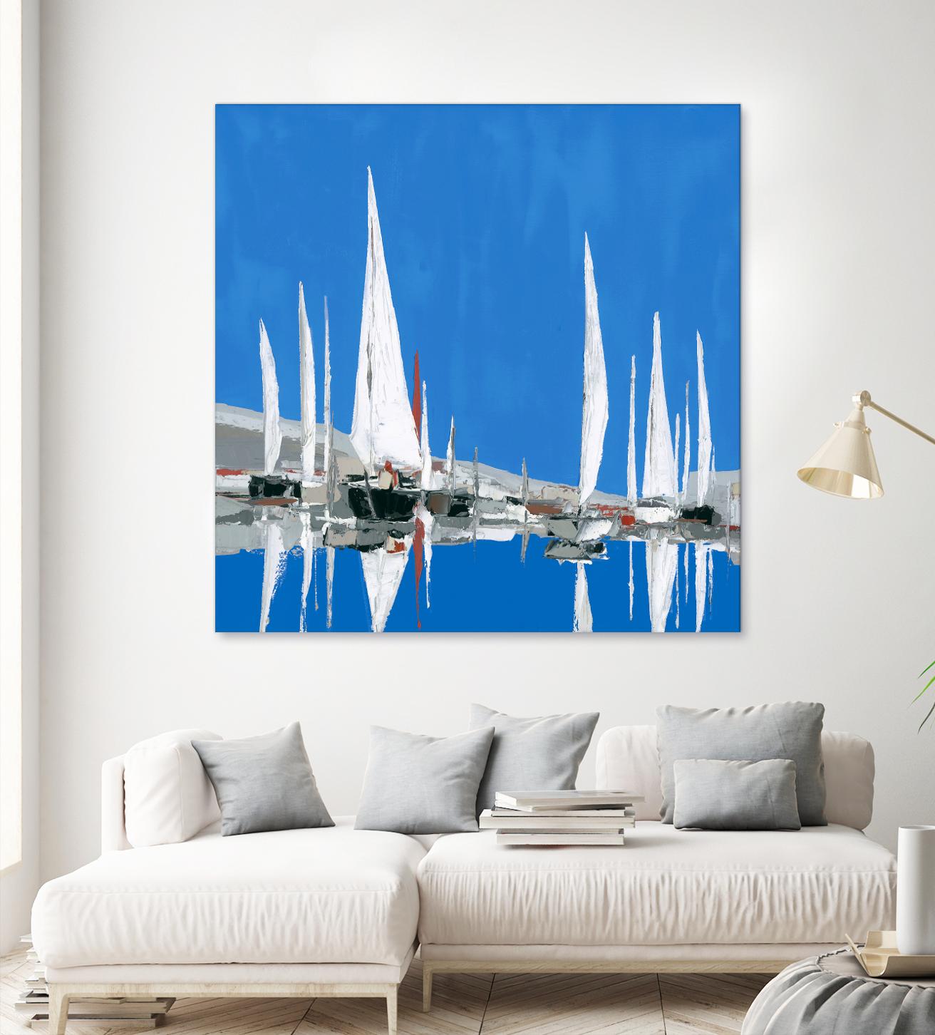 Voiles Blanches II by Demagny on GIANT ART - grey sea scene