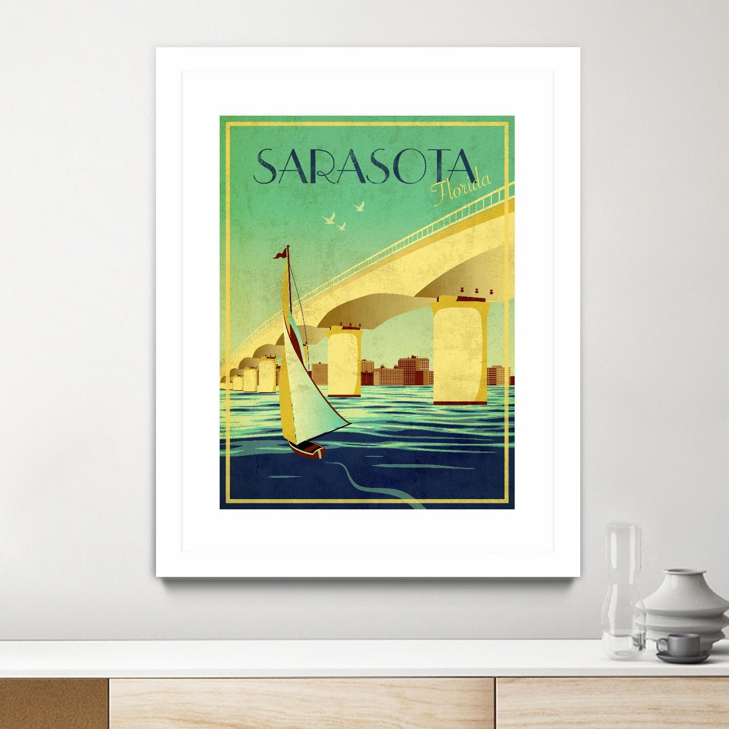 Sarasota by Stella Bradley on GIANT ART - green vintage affiche