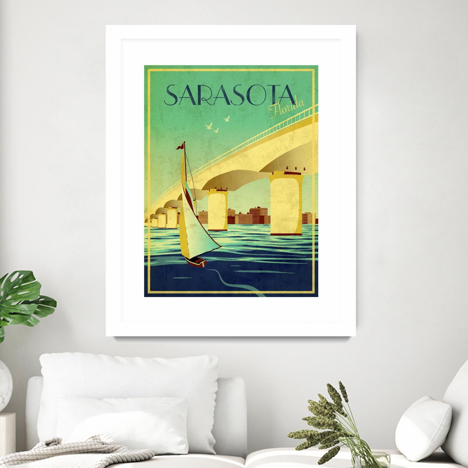 Sarasota by Stella Bradley on GIANT ART - green vintage affiche