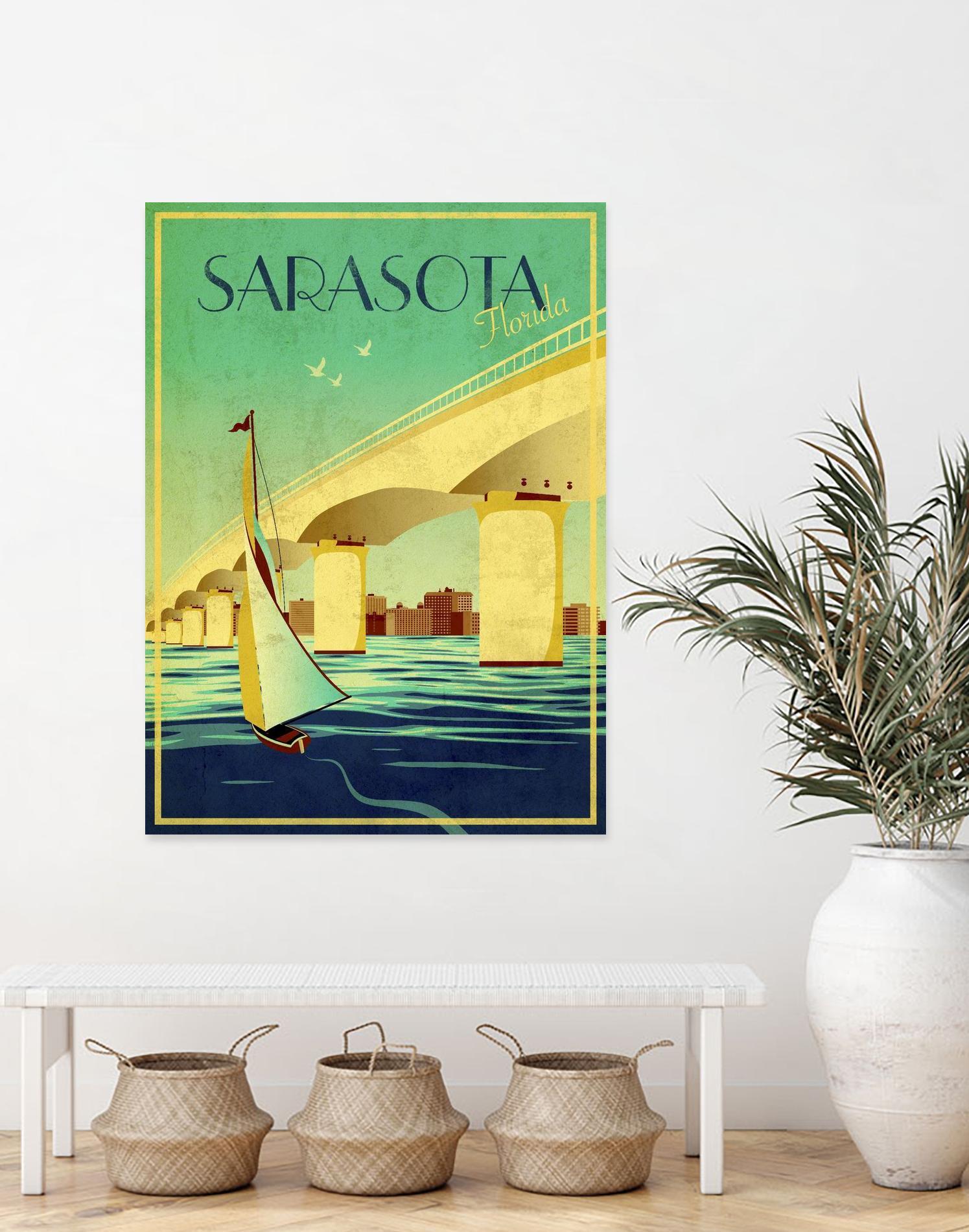 Sarasota by Stella Bradley on GIANT ART - green vintage affiche