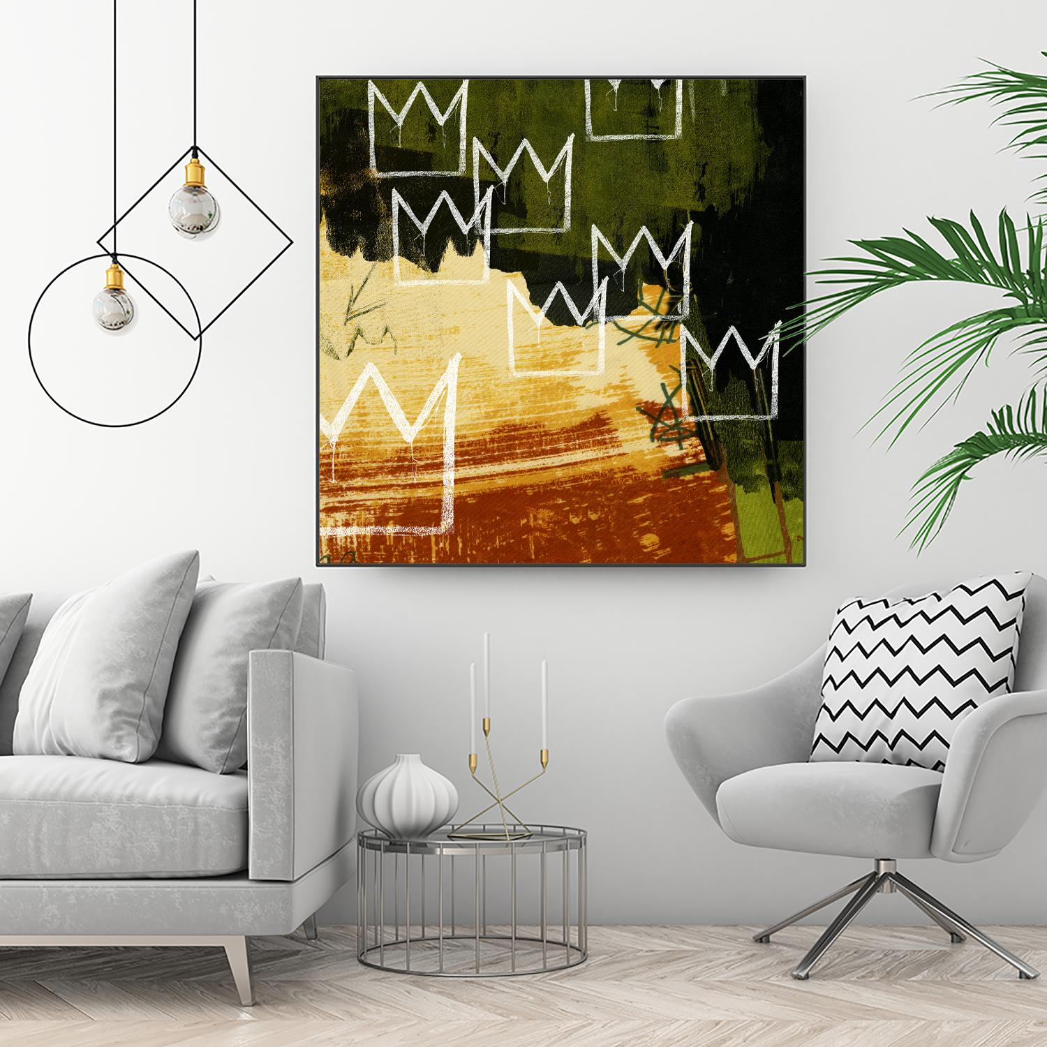 Graffiti Crowns C by Tracy Hiner on GIANT ART - orange contemporary