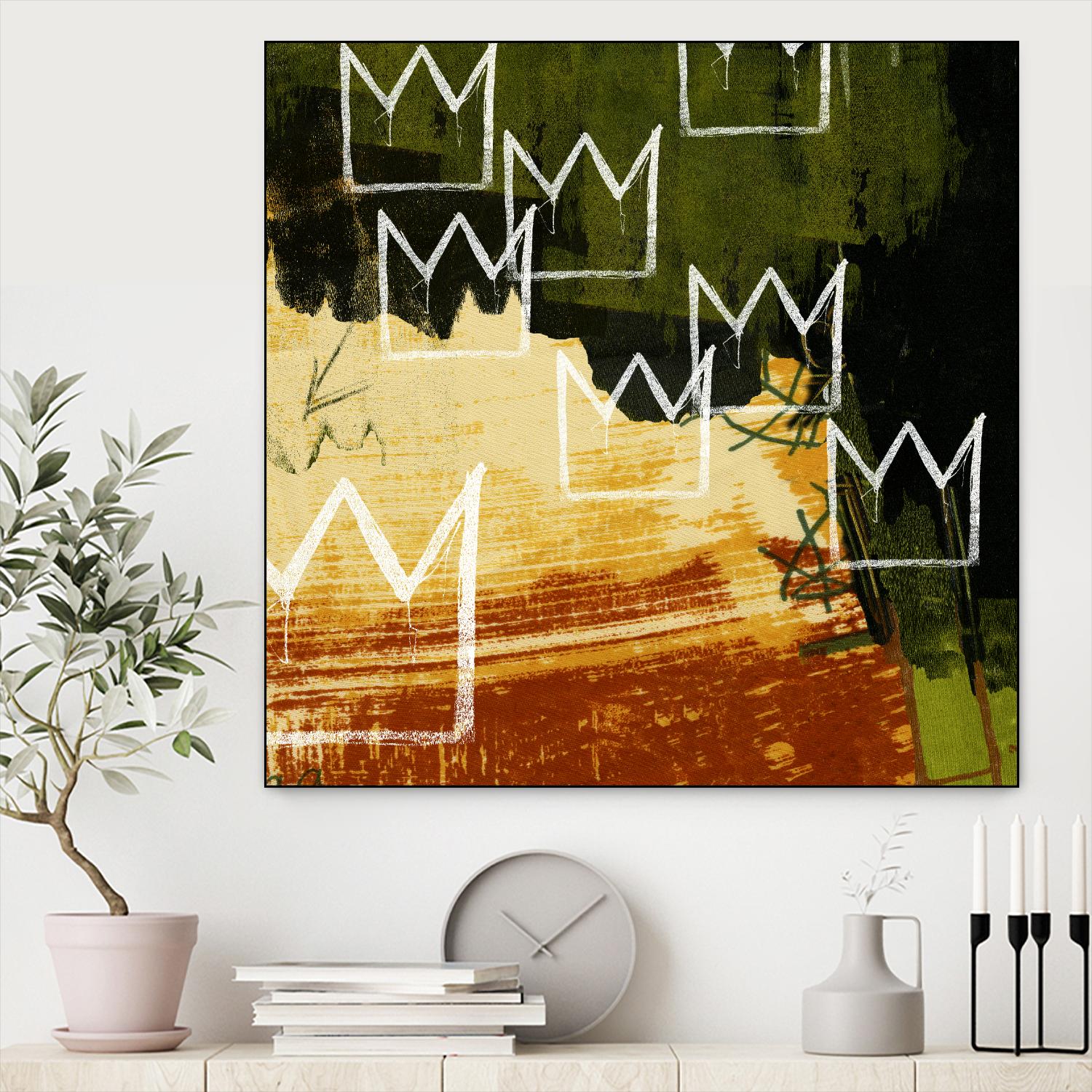 Graffiti Crowns C by Tracy Hiner on GIANT ART - orange contemporary