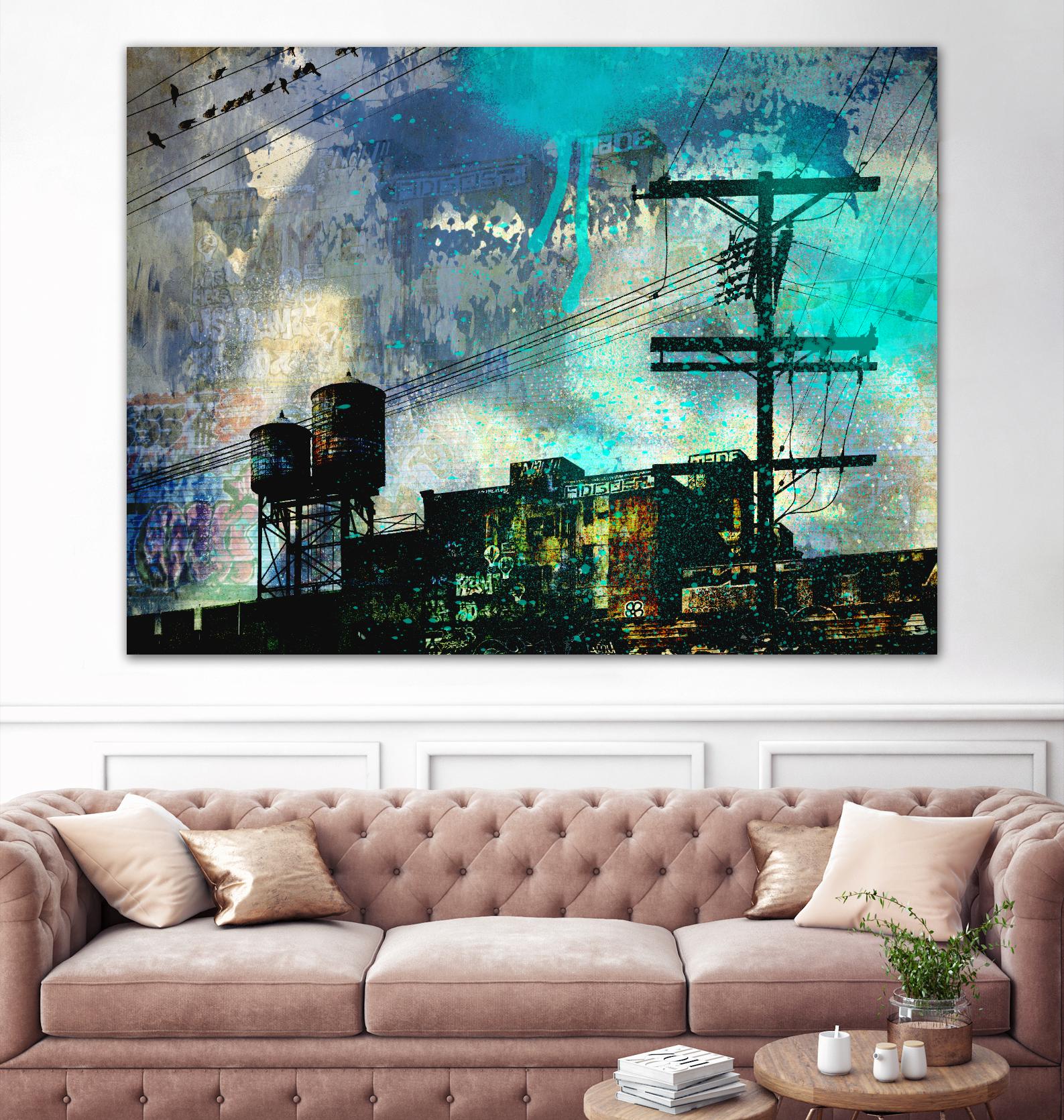 City Scrim B by GI ArtLab on GIANT ART - green city scene