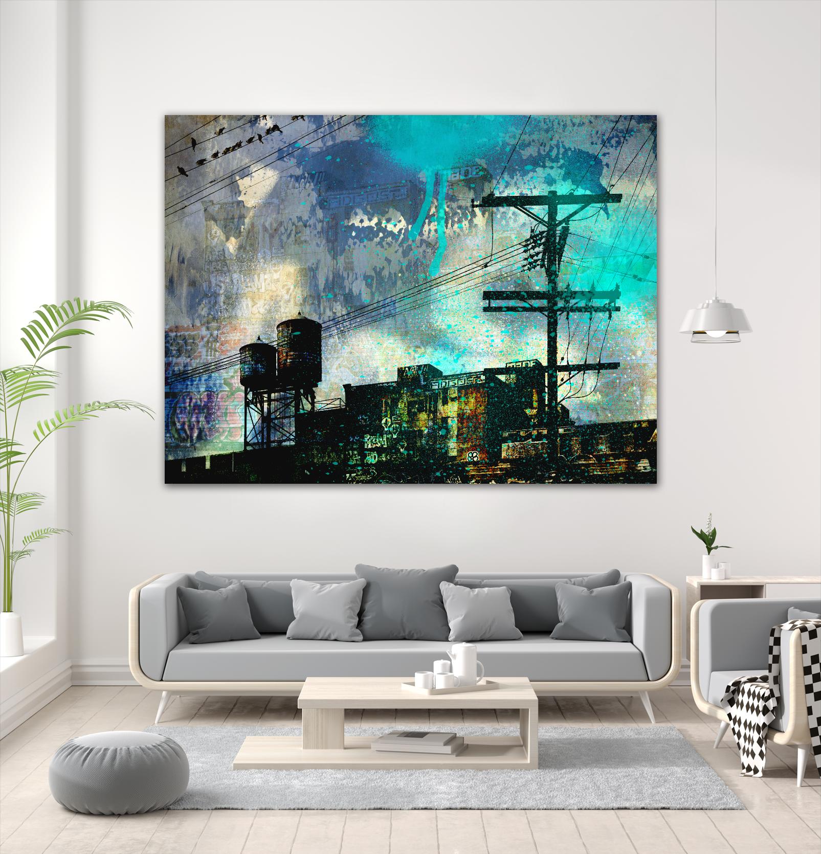 City Scrim B by GI ArtLab on GIANT ART - green city scene