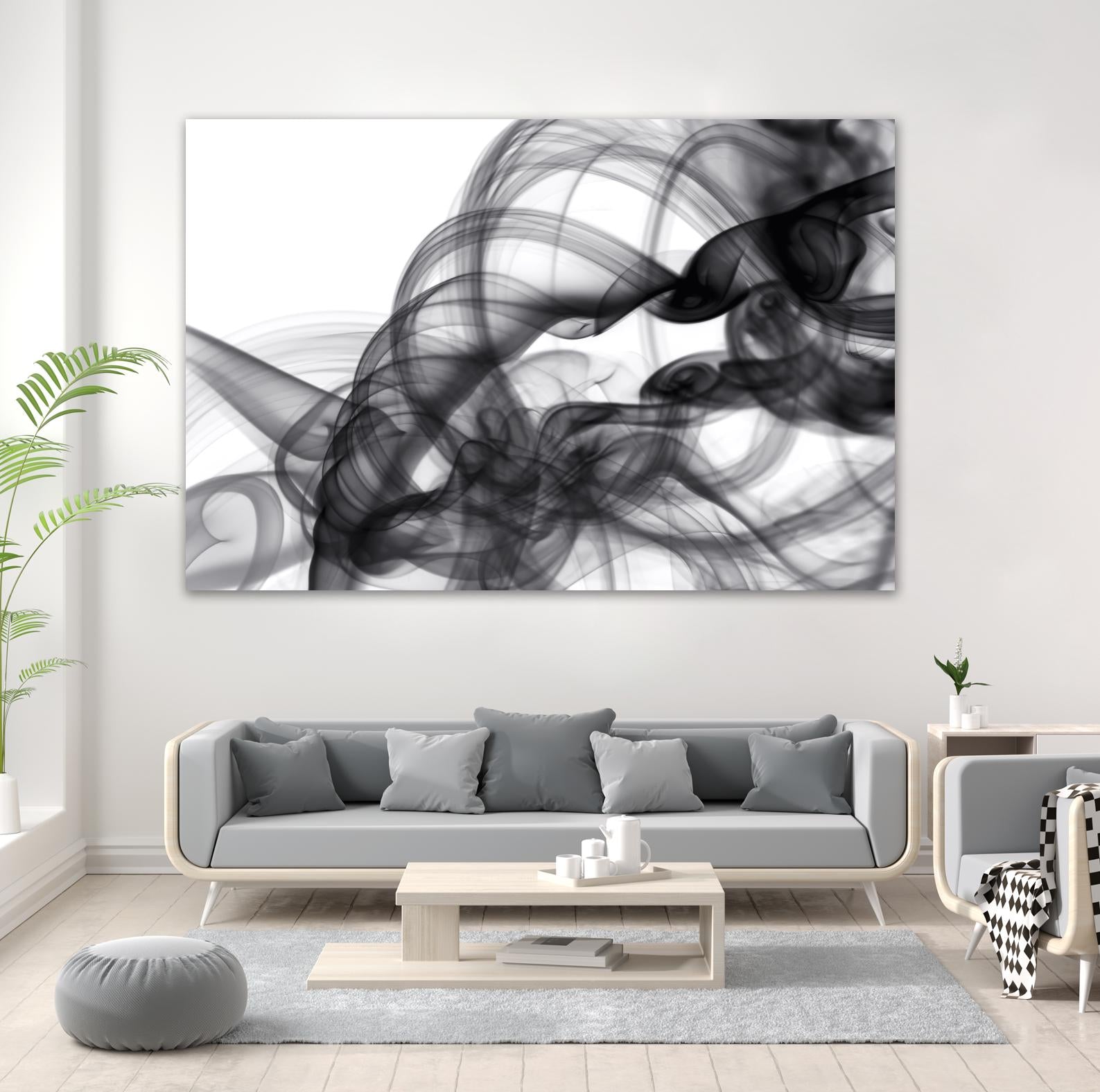White Smoke Abstract by GI ArtLab on GIANT ART - black abstract