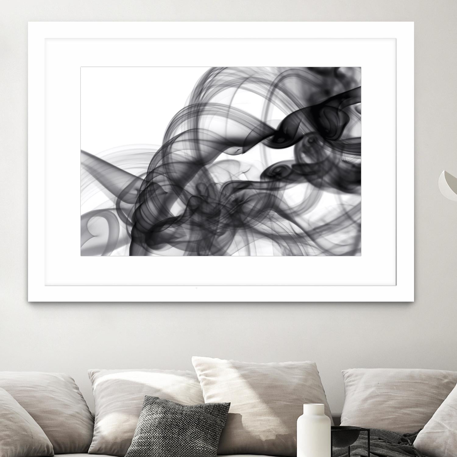 White Smoke Abstract by GI ArtLab on GIANT ART - black abstract