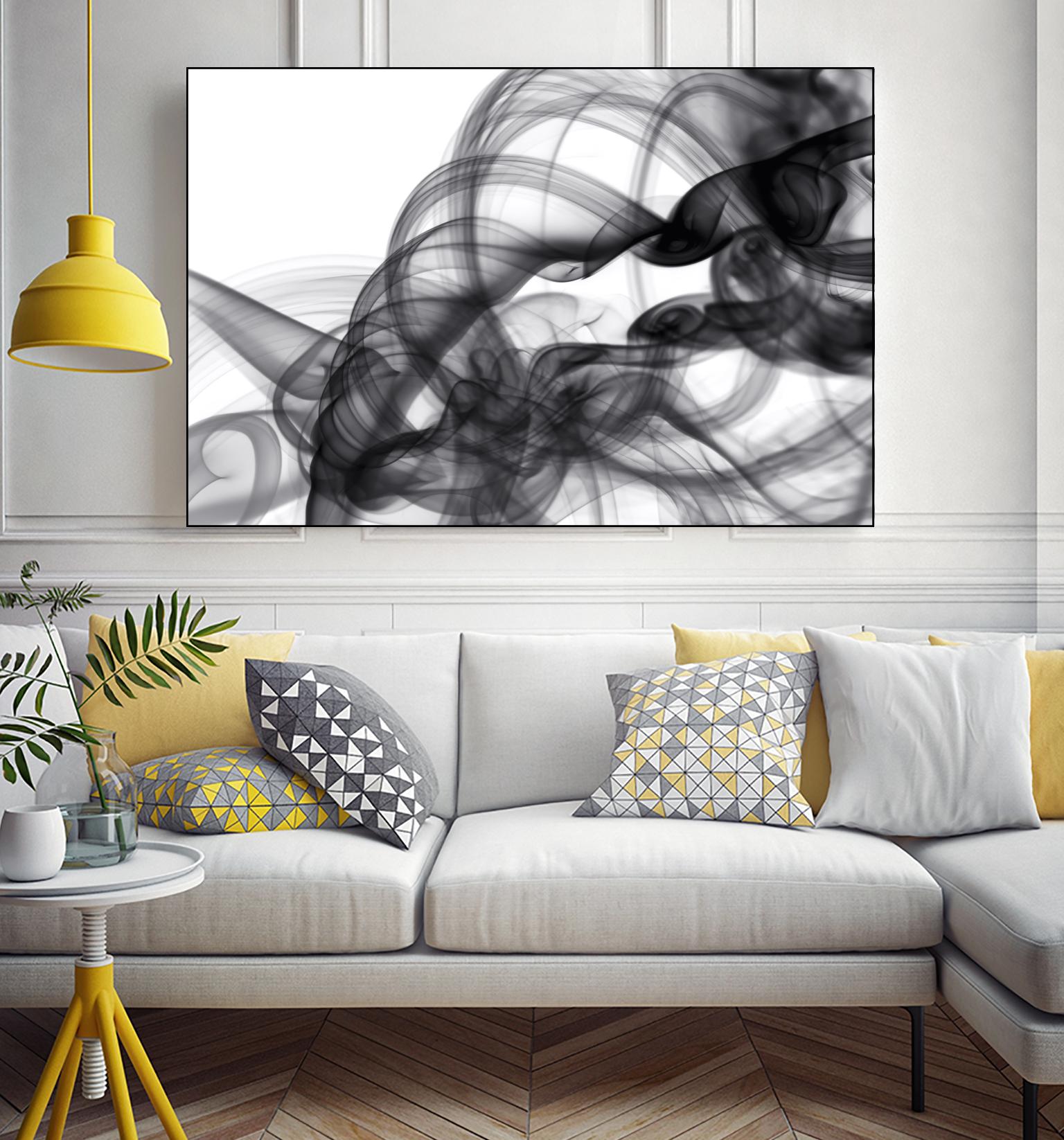 White Smoke Abstract by GI ArtLab on GIANT ART - black abstract