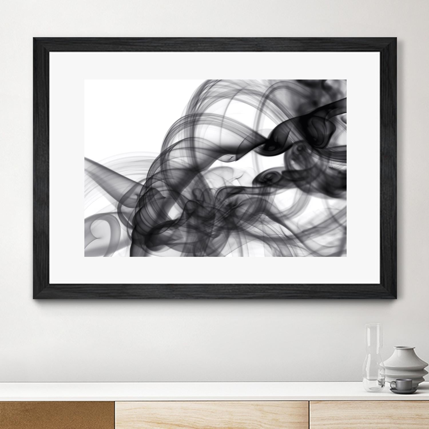 White Smoke Abstract by GI ArtLab on GIANT ART - black abstract