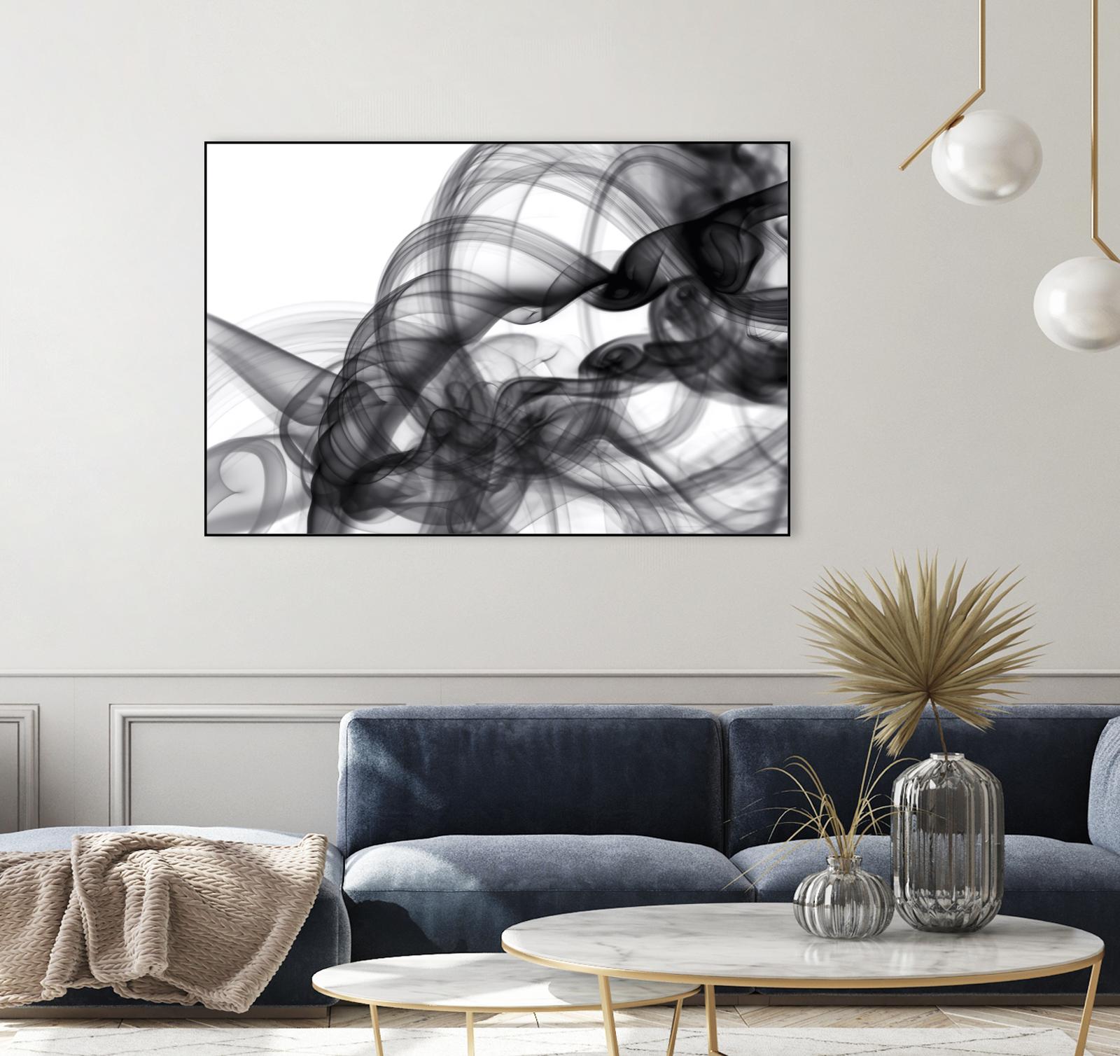 White Smoke Abstract by GI ArtLab on GIANT ART - black abstract