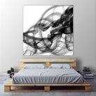 White Smoke Abstract Square by GI ArtLab on GIANT ART - black abstract