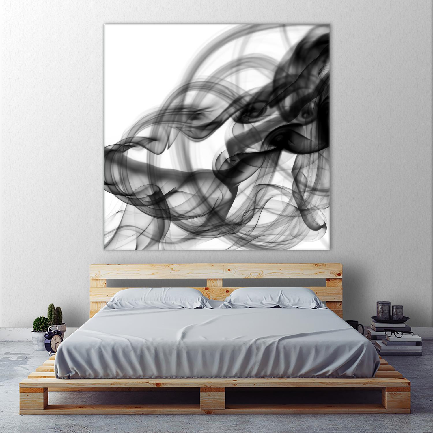 White Smoke Abstract Square by GI ArtLab on GIANT ART - black abstract
