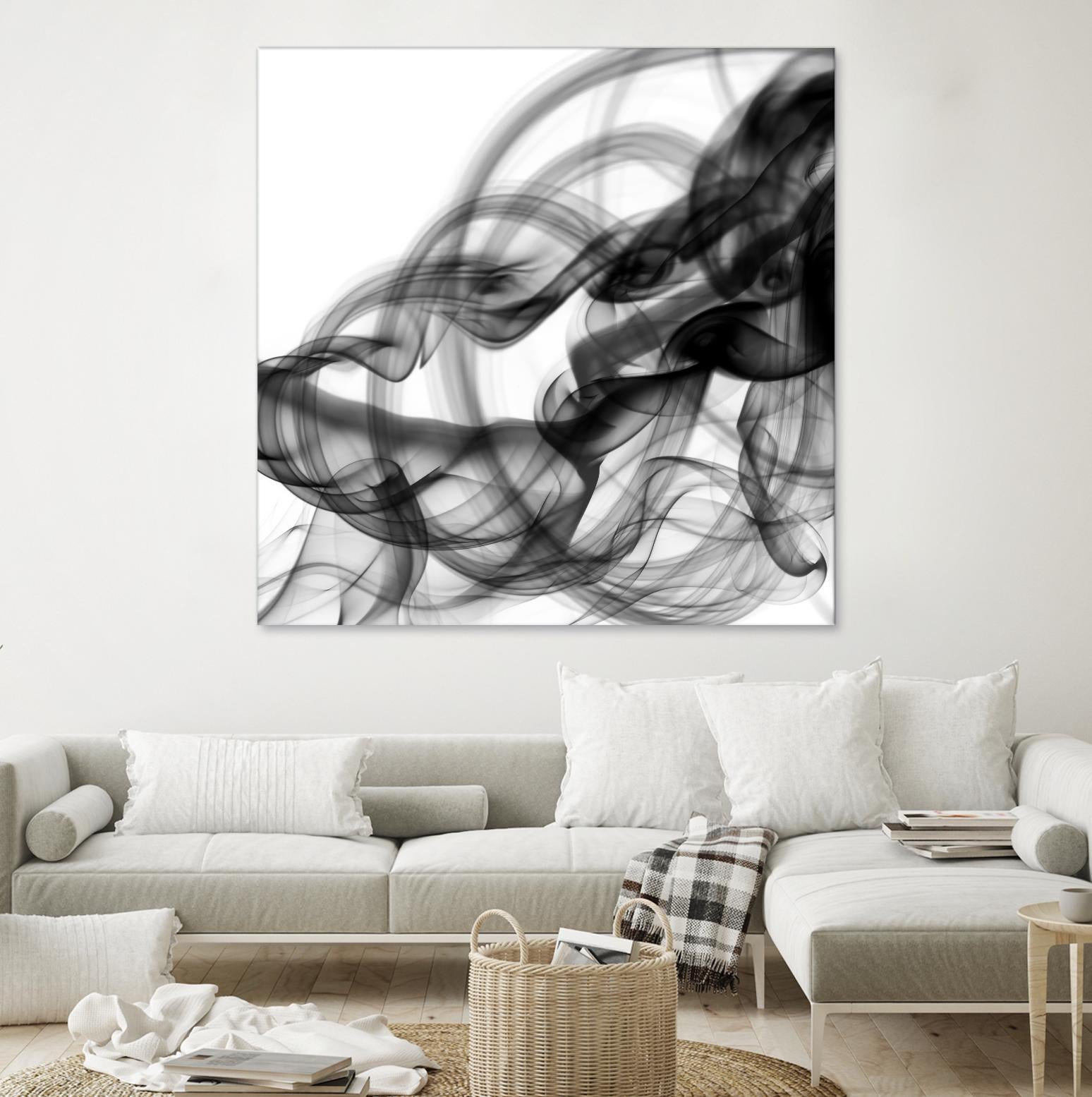 White Smoke Abstract Square by GI ArtLab on GIANT ART - black abstract