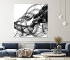 White Smoke Abstract Square by GI ArtLab on GIANT ART - black abstract