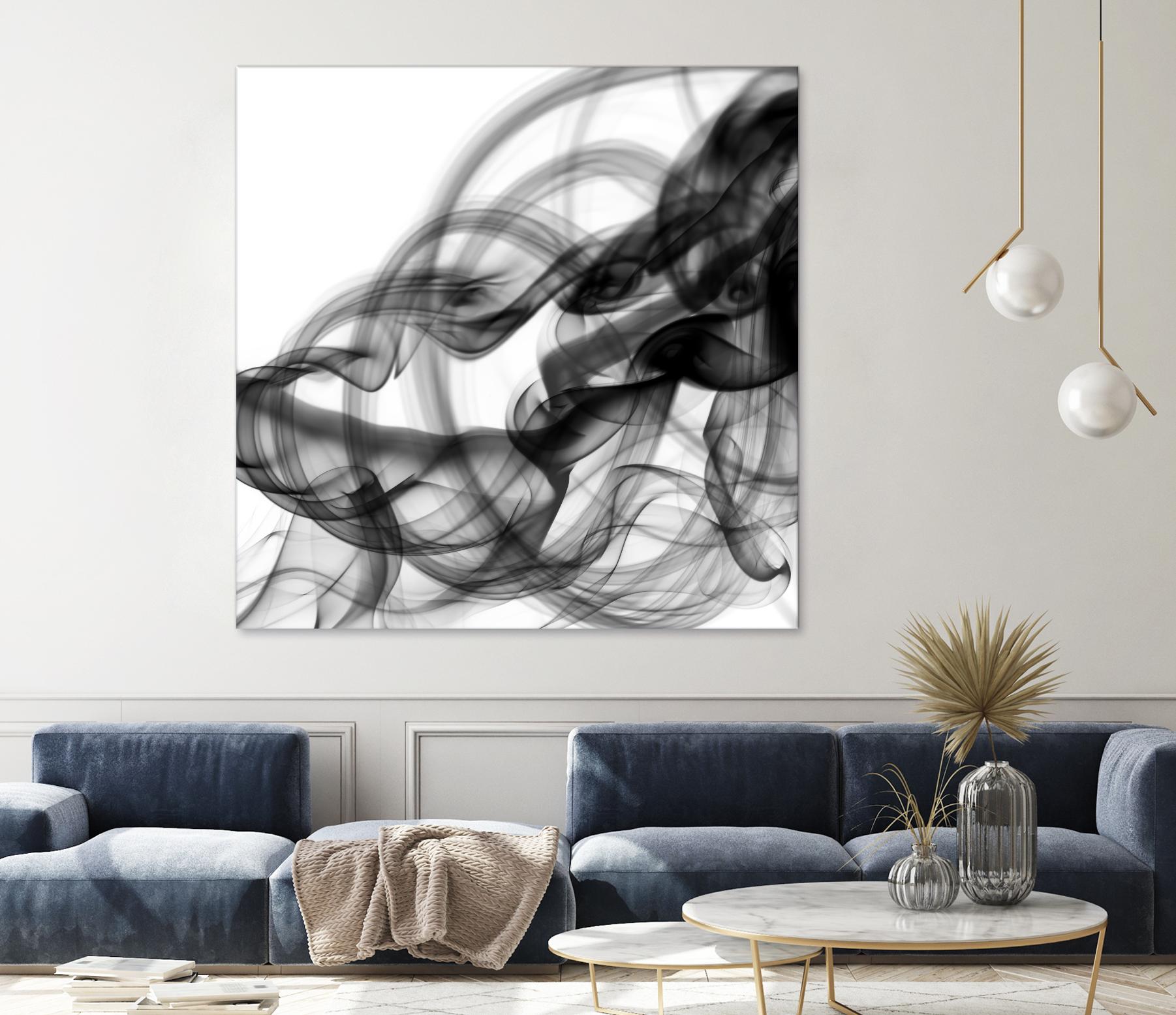 White Smoke Abstract Square by GI ArtLab on GIANT ART - black abstract
