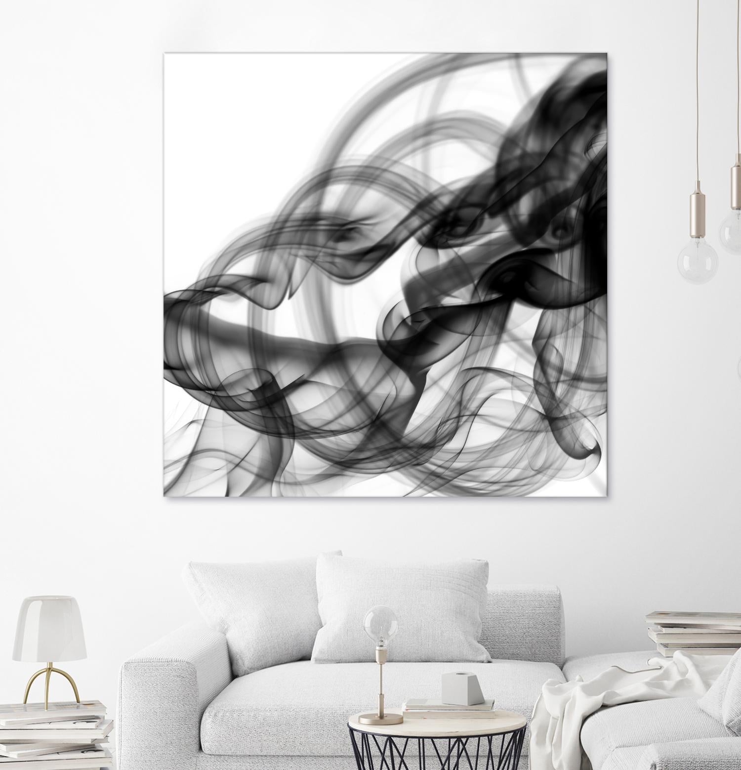 White Smoke Abstract Square by GI ArtLab on GIANT ART - black abstract