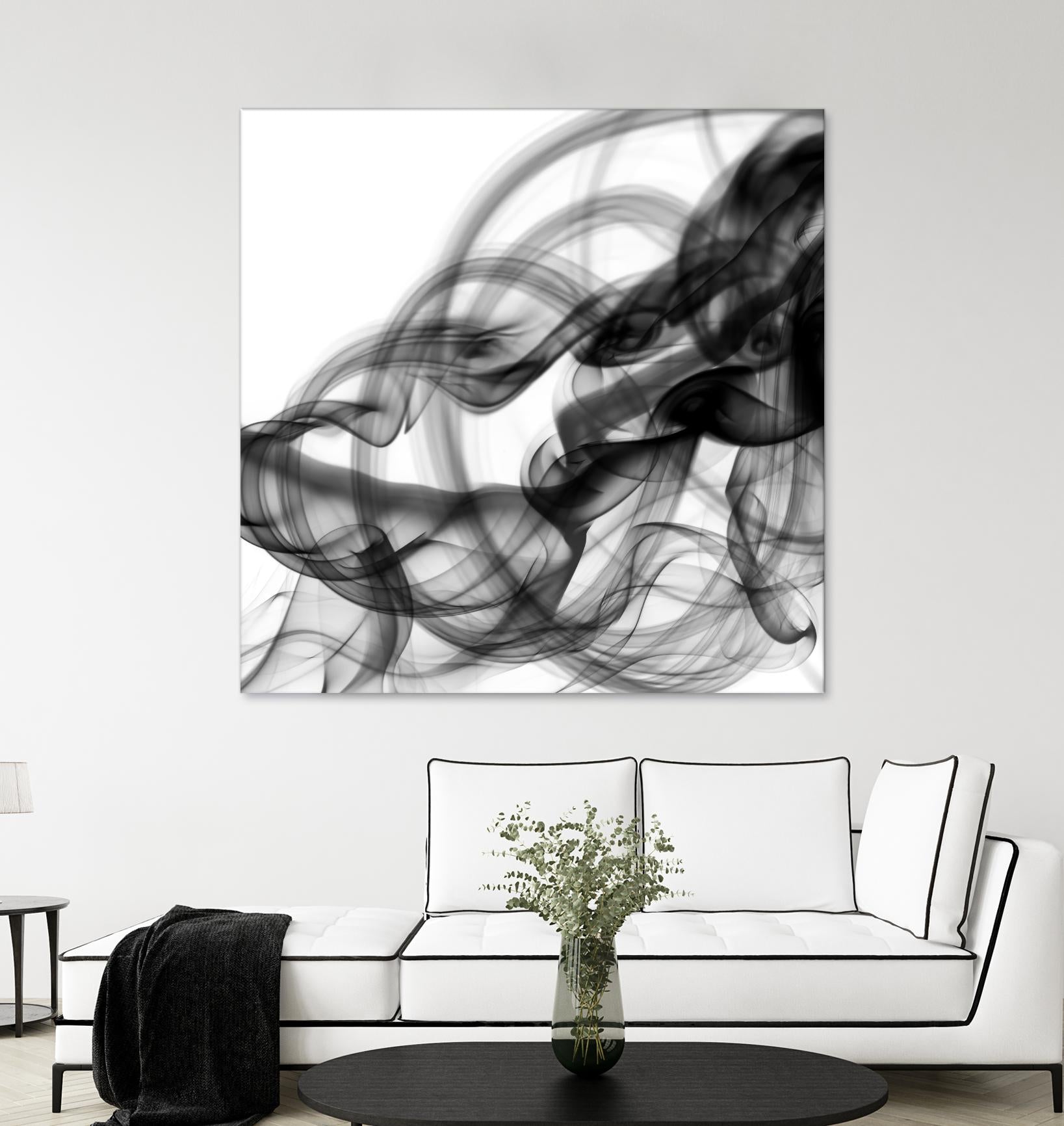 White Smoke Abstract Square by GI ArtLab on GIANT ART - black abstract