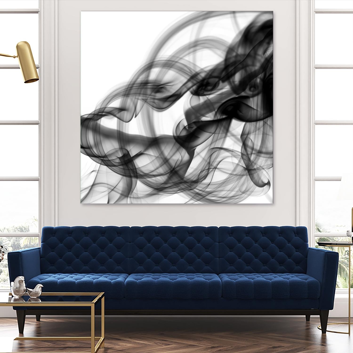 White Smoke Abstract Square by GI ArtLab on GIANT ART - black abstract