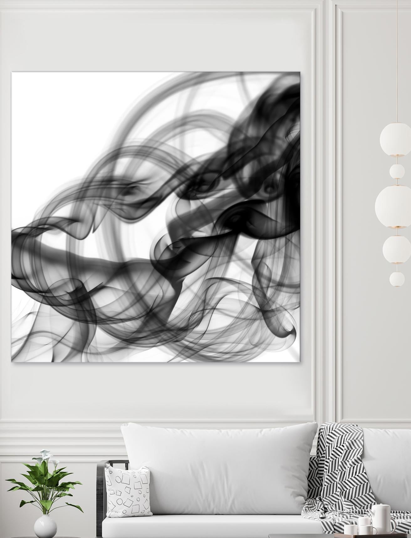 White Smoke Abstract Square by GI ArtLab on GIANT ART - black abstract