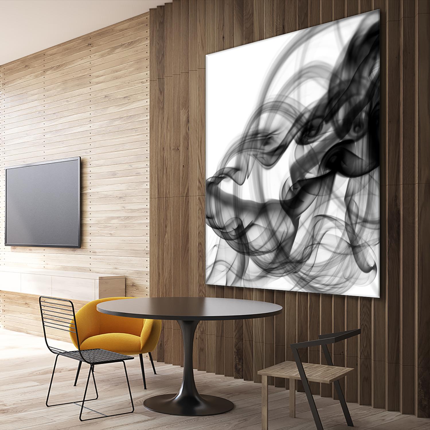 White Smoke Abstract Square by GI ArtLab on GIANT ART - black abstract