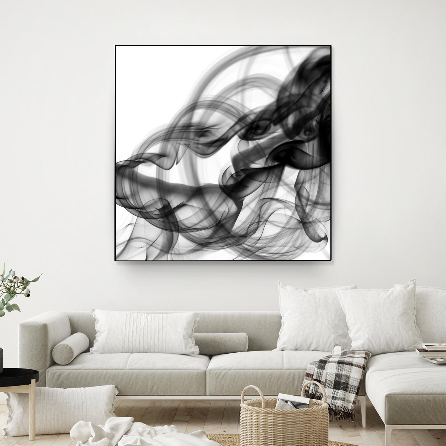 White Smoke Abstract Square by GI ArtLab on GIANT ART - black abstract