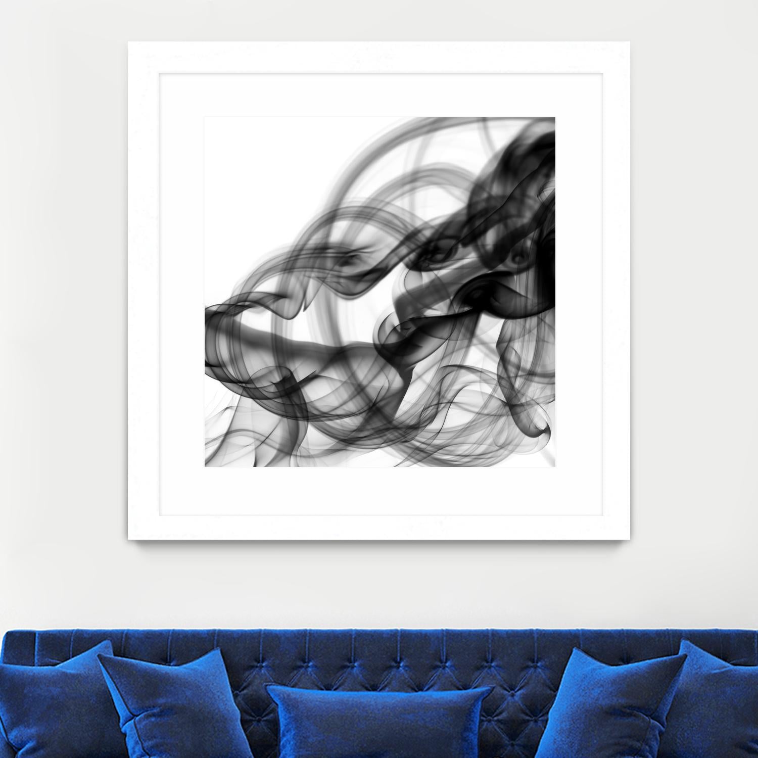 White Smoke Abstract Square by GI ArtLab on GIANT ART - black abstract