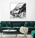 White Smoke Abstract Square by GI ArtLab on GIANT ART - black abstract