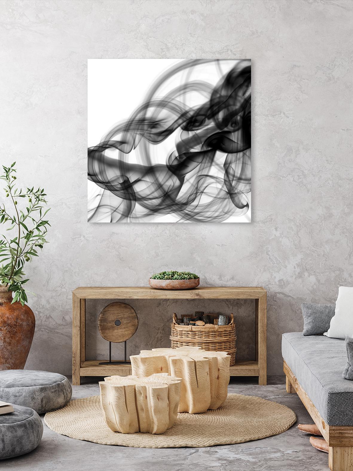 White Smoke Abstract Square by GI ArtLab on GIANT ART - black abstract