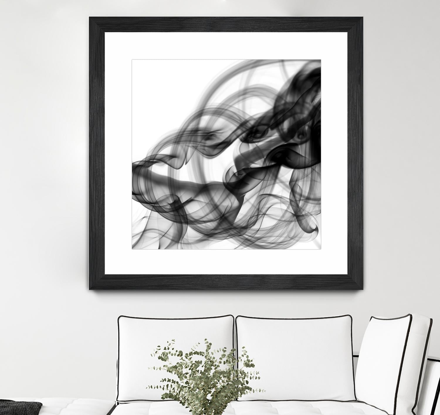 White Smoke Abstract Square by GI ArtLab on GIANT ART - black abstract