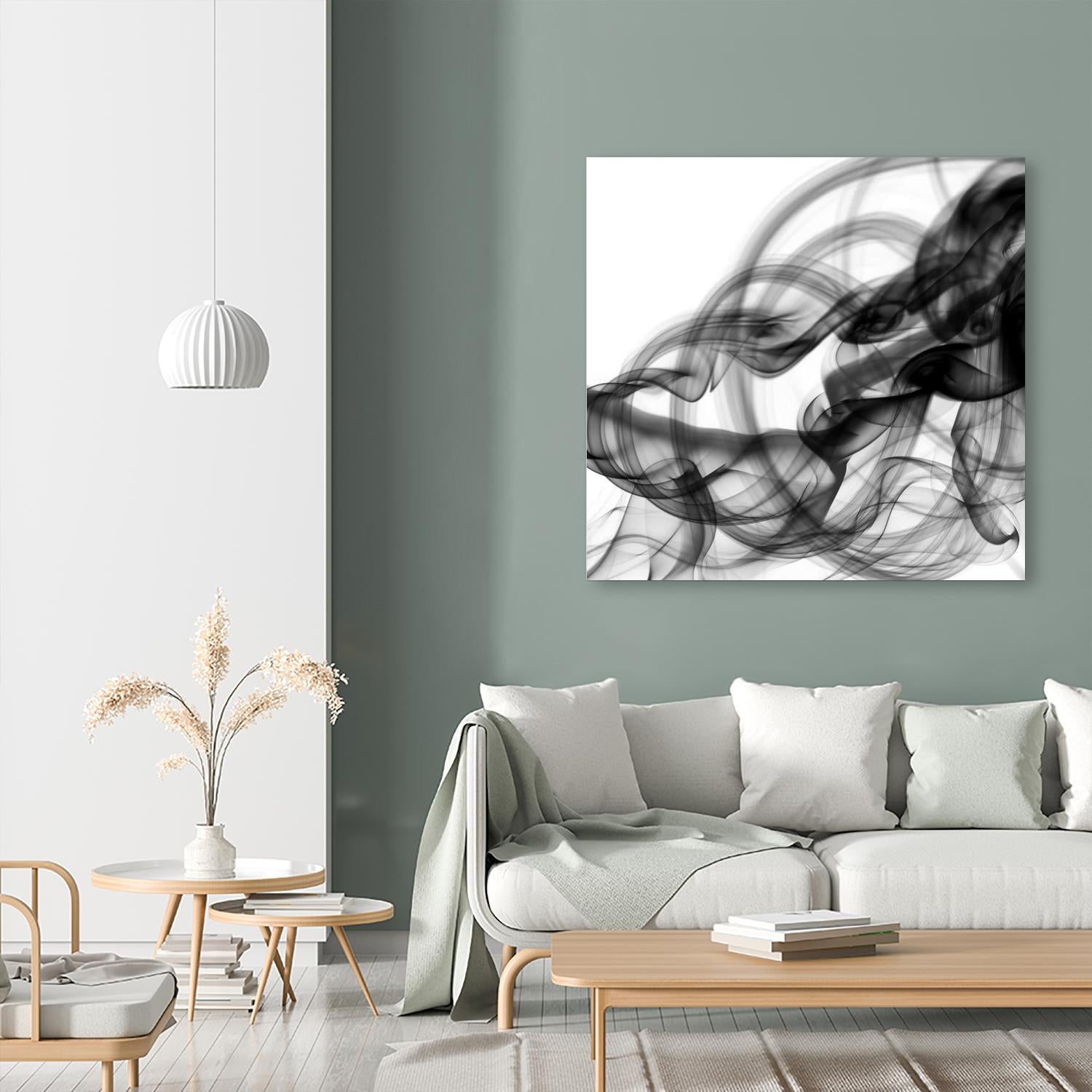 White Smoke Abstract Square by GI ArtLab on GIANT ART - black abstract