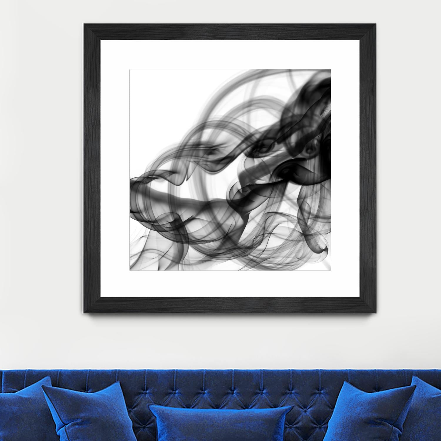 White Smoke Abstract Square by GI ArtLab on GIANT ART - black abstract